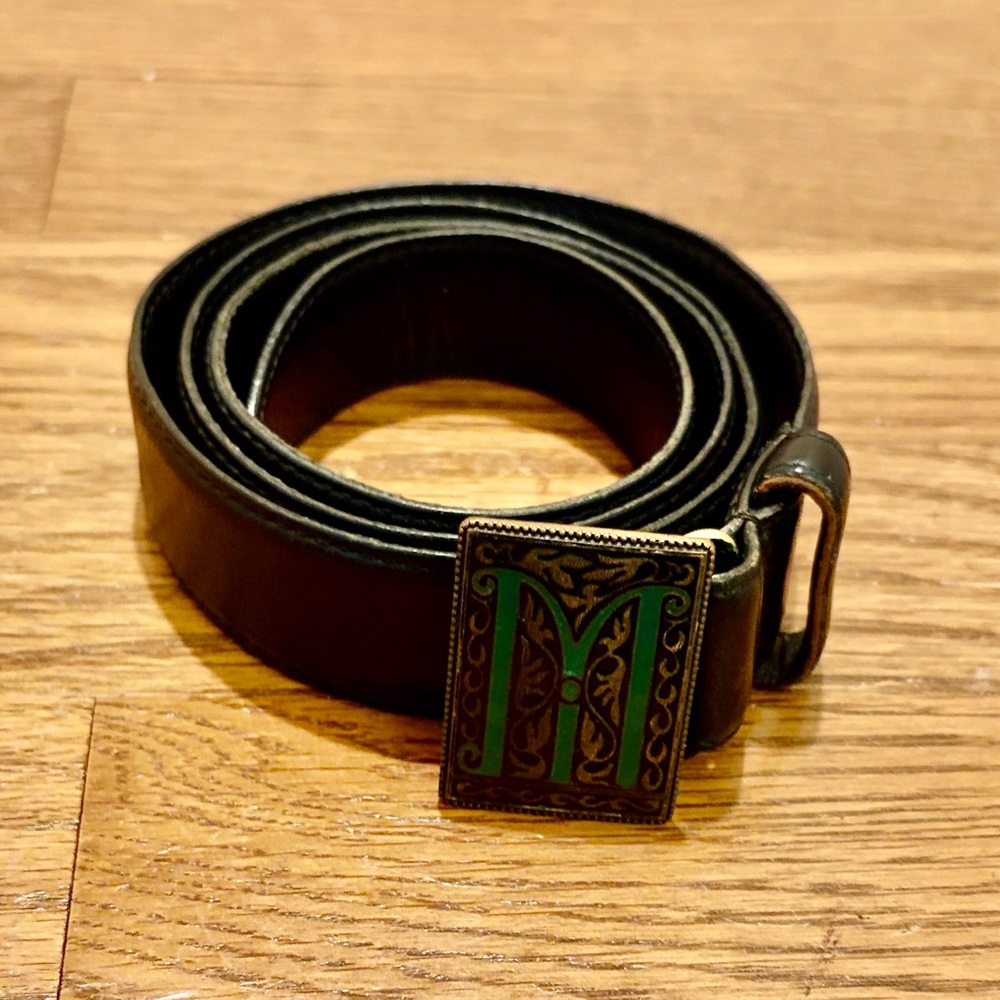 Vintage Matsuda Belt – Made in Japan – Enamel Art Buckle